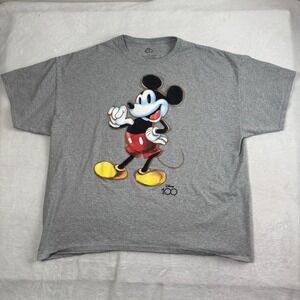 Disney 100 Mickey Mouse Grey Short Sleeve Graphic Shirt Men's 3XL